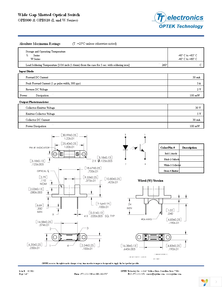 OPB811W55Z Page 2