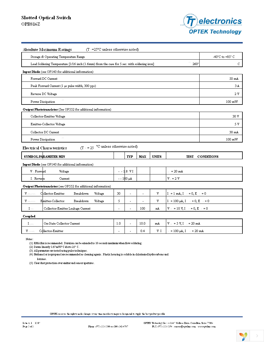 OPB816Z Page 2