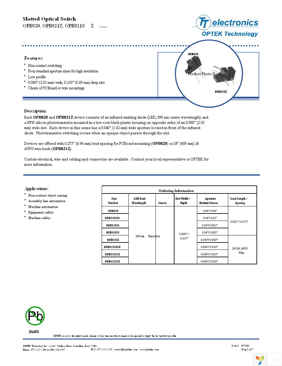 OPB820S5 Page 1