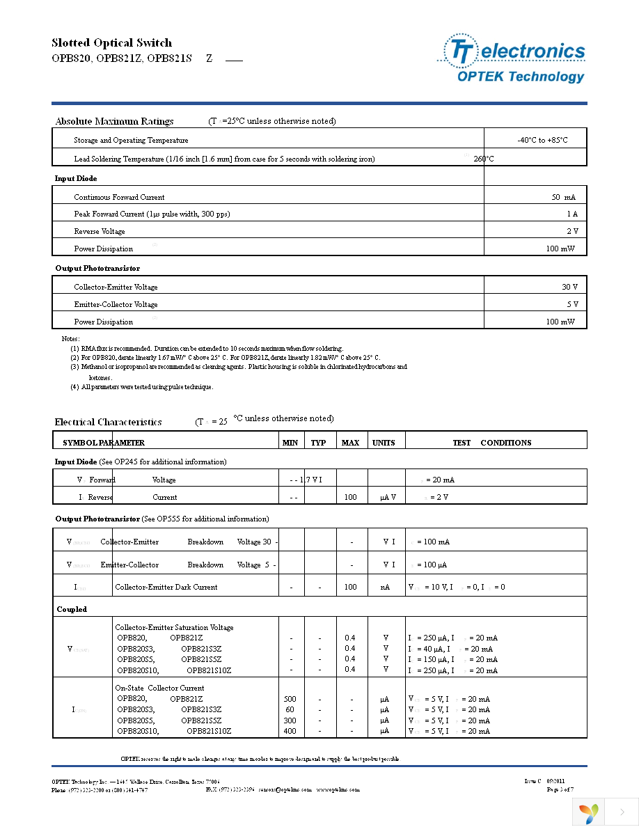 OPB820S5 Page 3