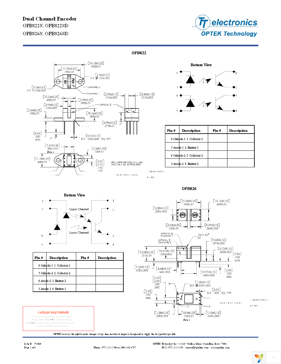 OPB826SD Page 2