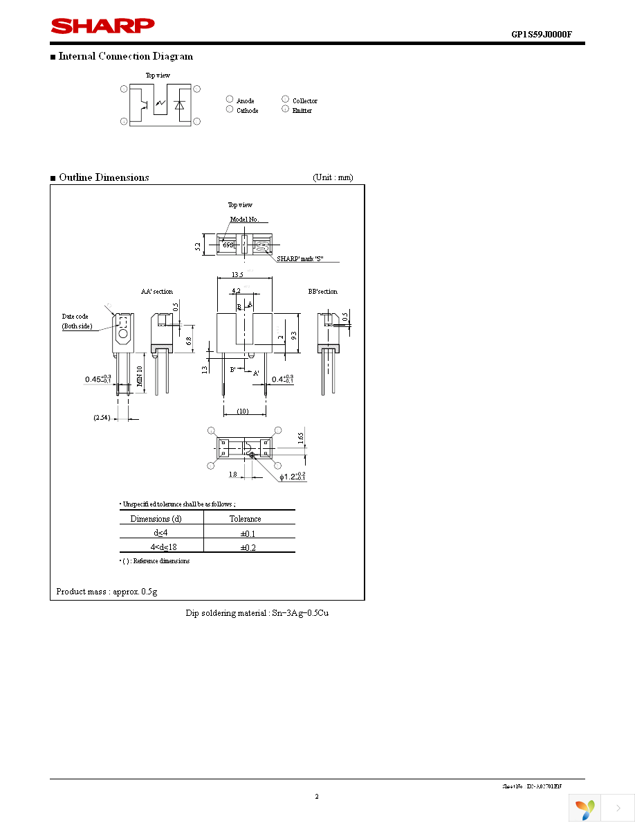 GP1S59J0000F Page 2