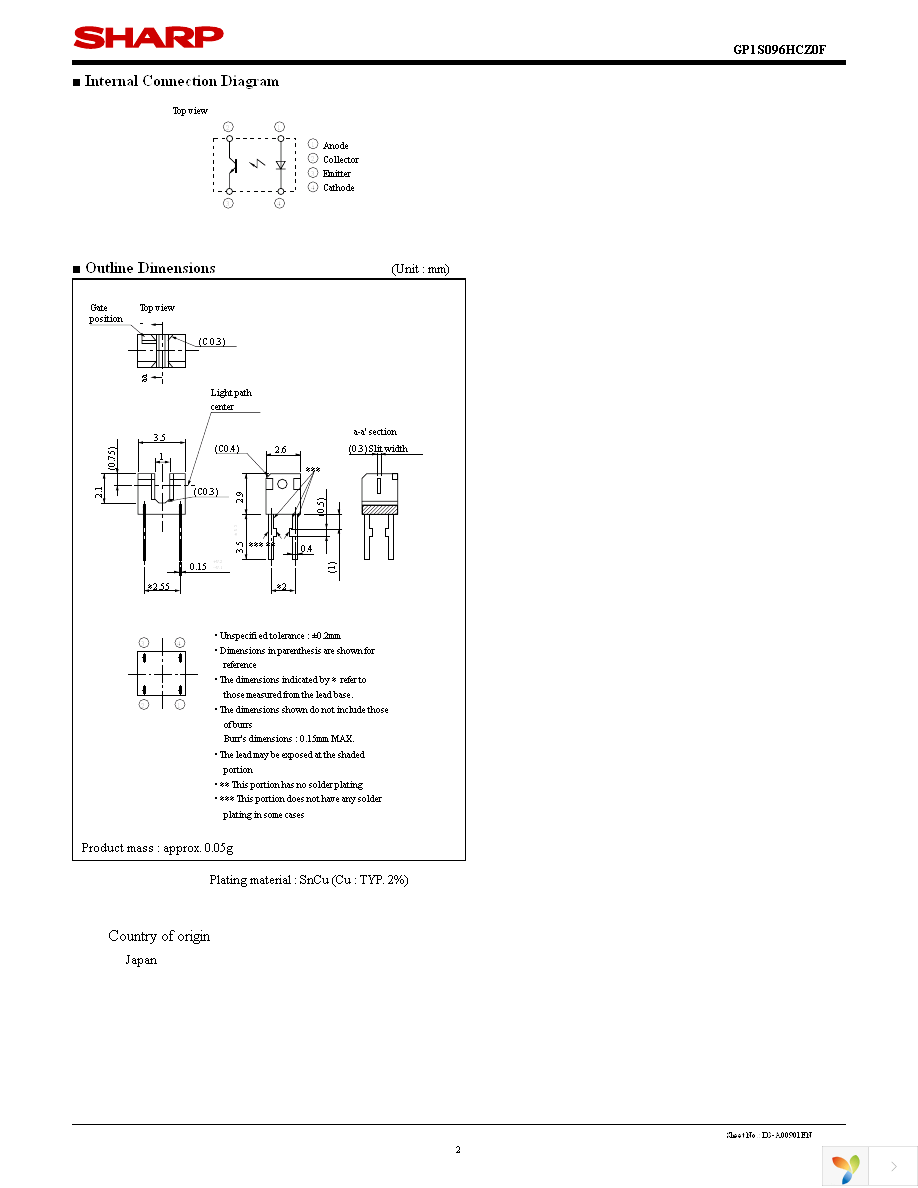 GP1S096HCZ0F Page 2