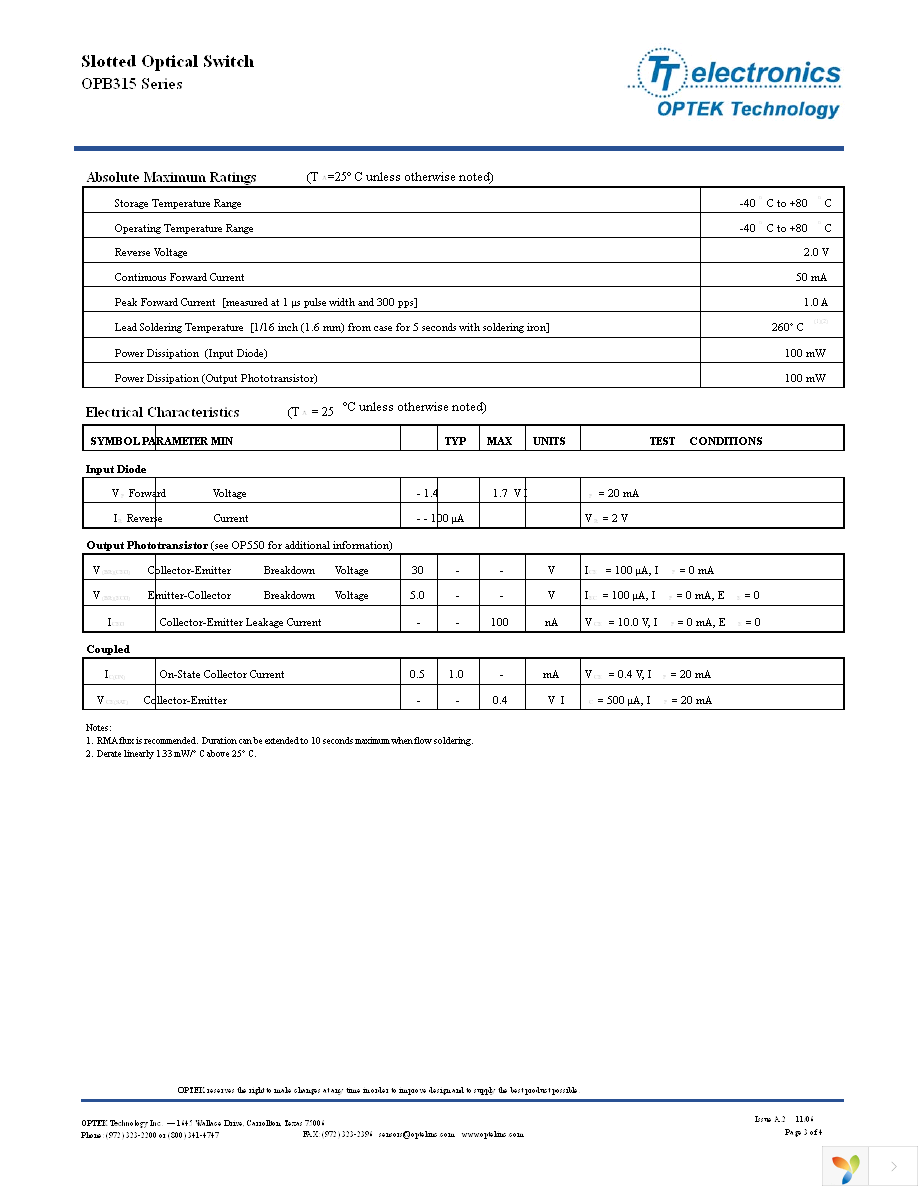 OPB315L Page 3