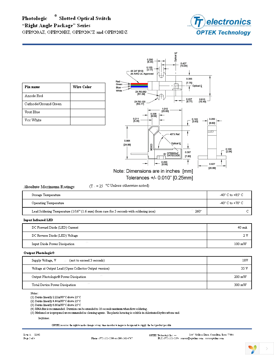 OPB920DZ Page 2