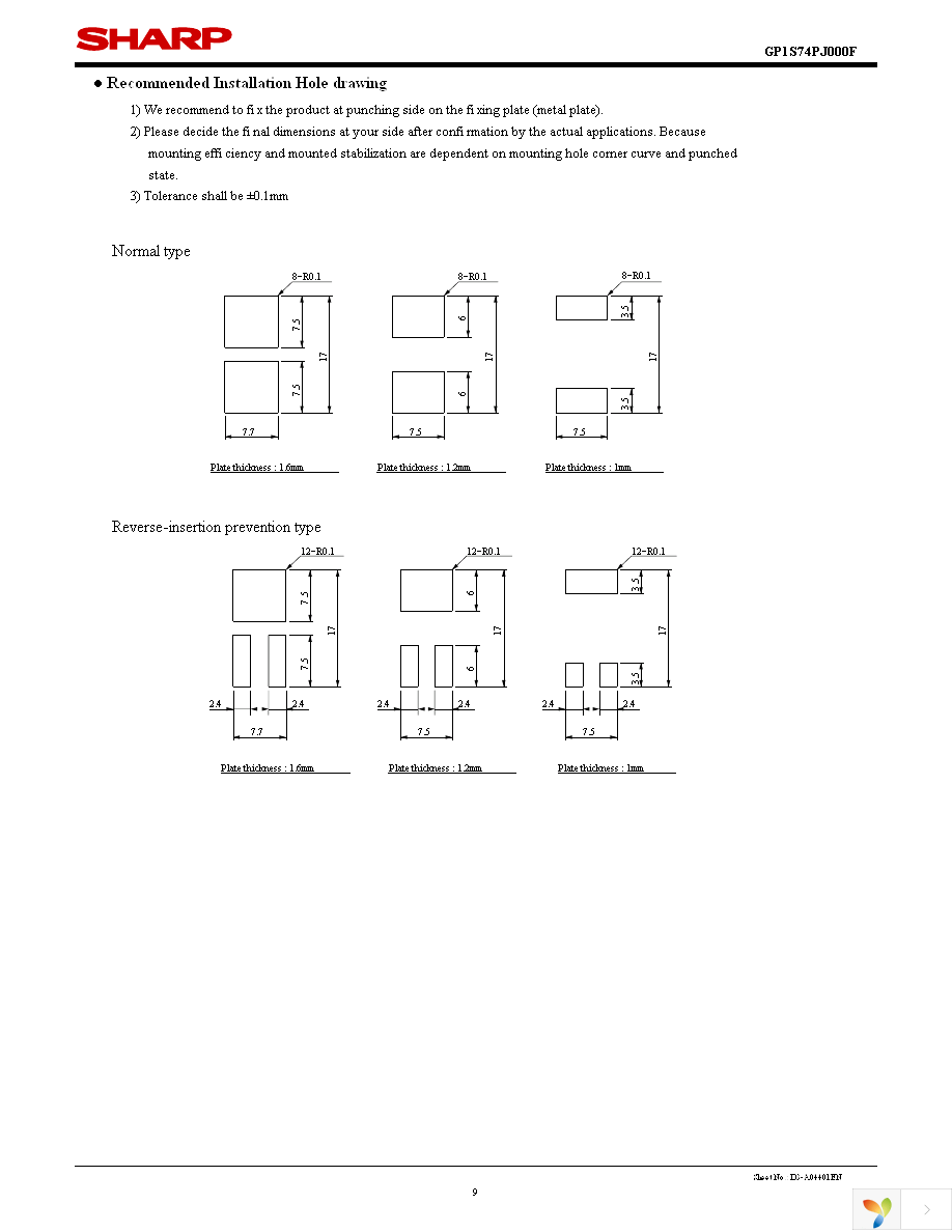 GP1S74PJ000F Page 9