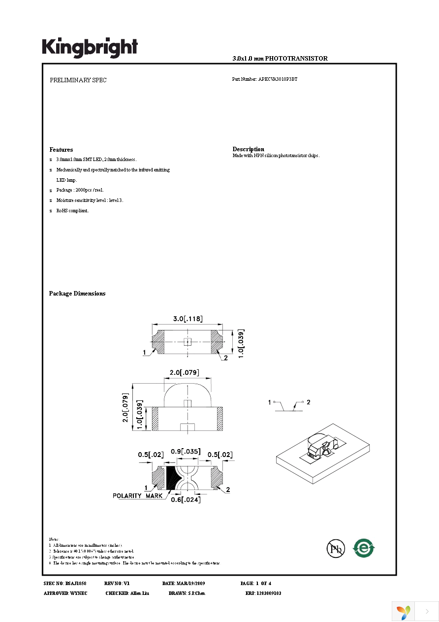 APECVA3010P3BT Page 1