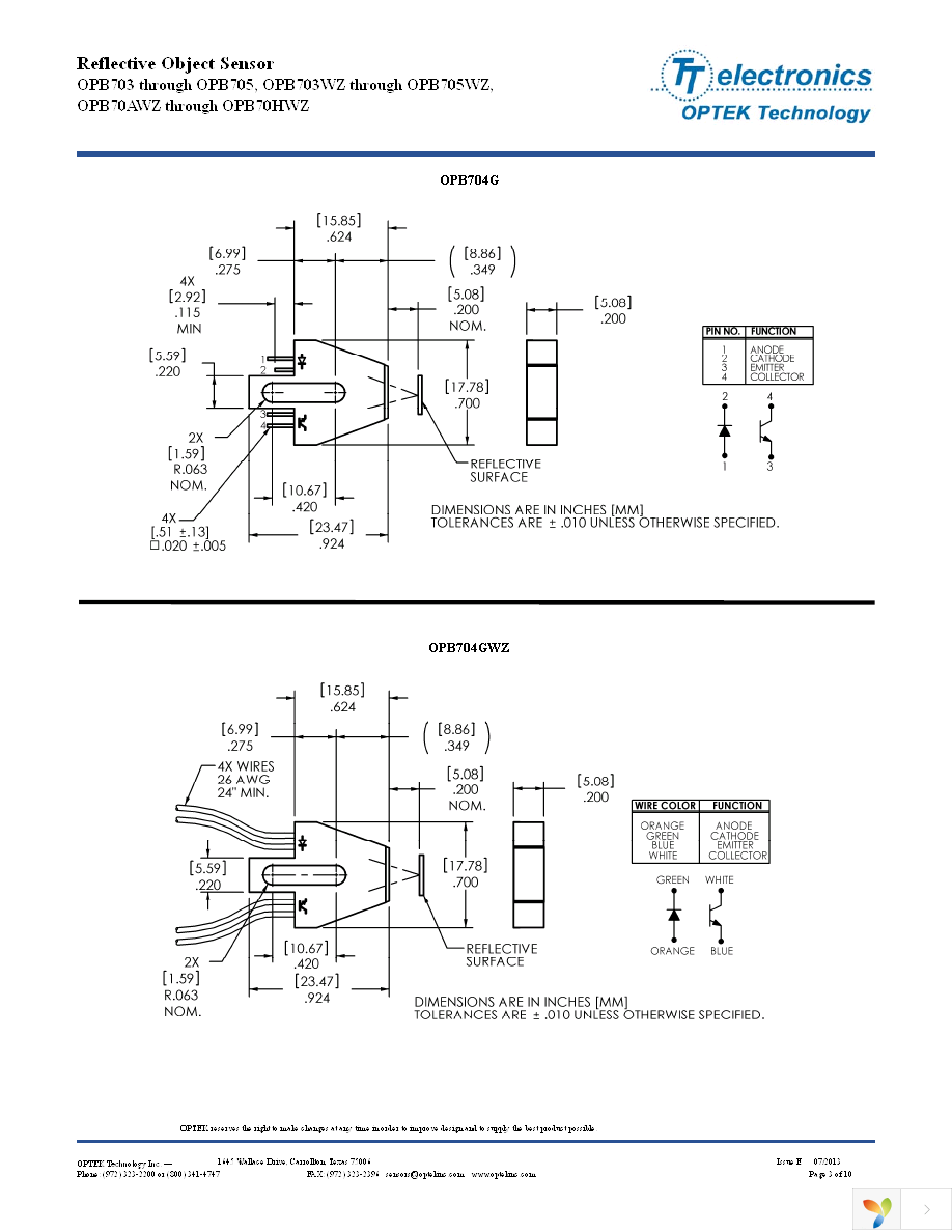 OPB70DWZ Page 3