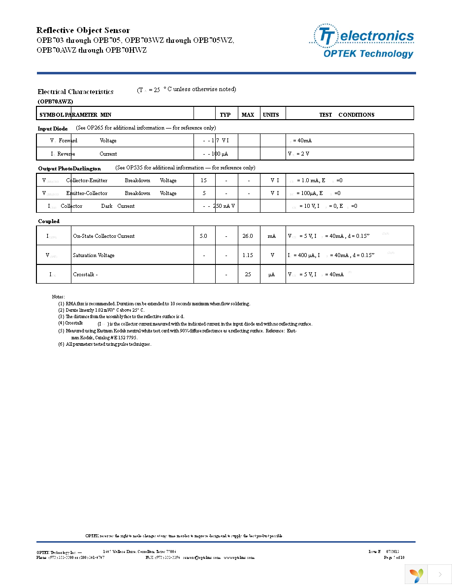 OPB70DWZ Page 5