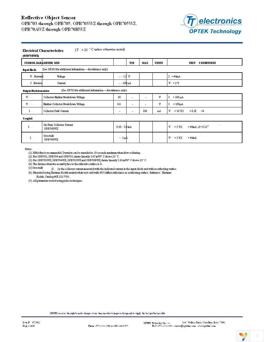 OPB70DWZ Page 6