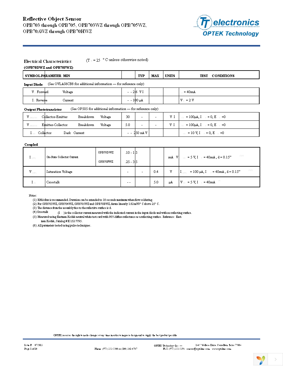 OPB70DWZ Page 8