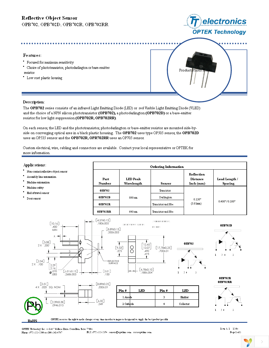 OPB702RR Page 1