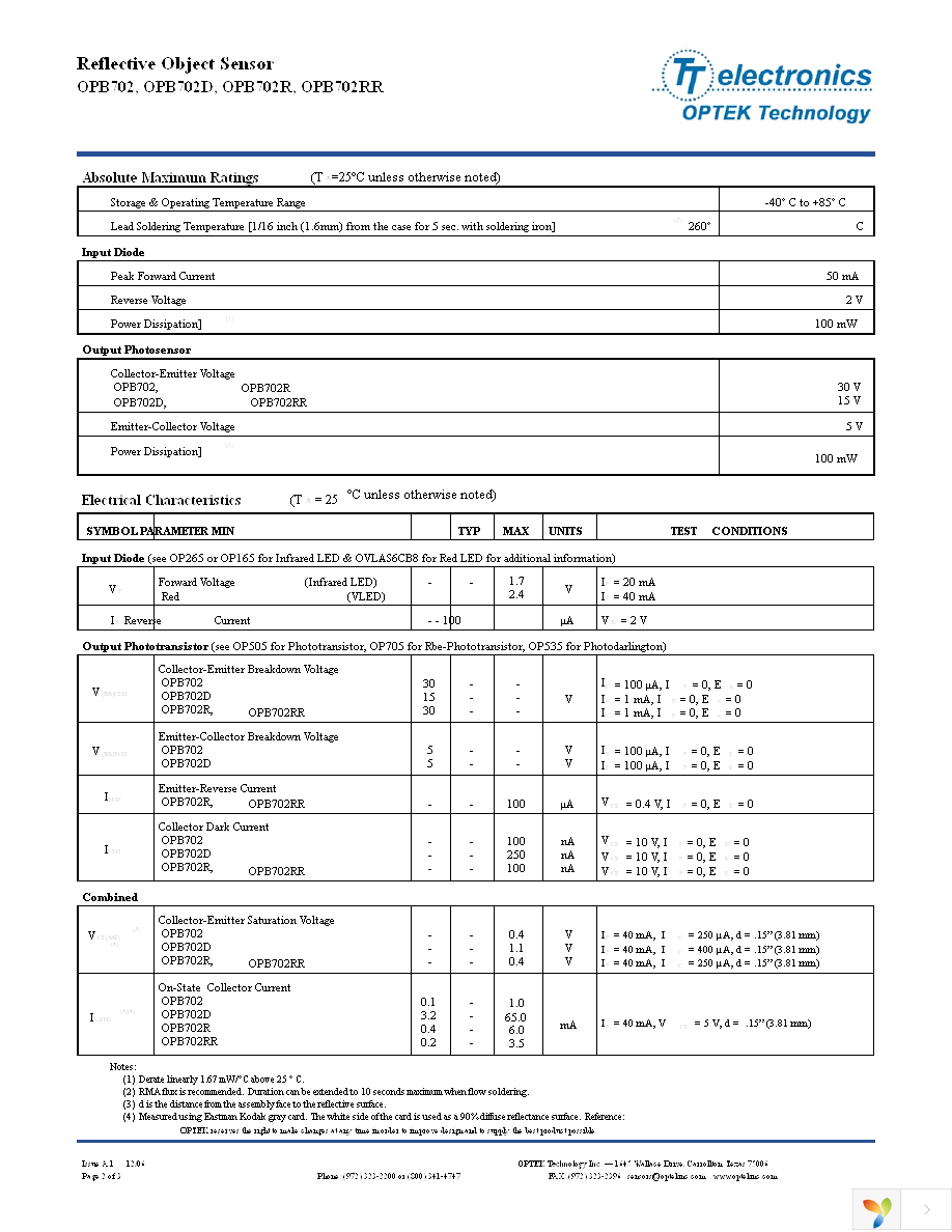 OPB702RR Page 2