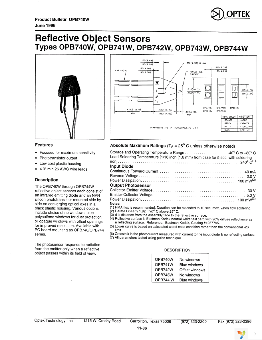 OPB741W Page 1