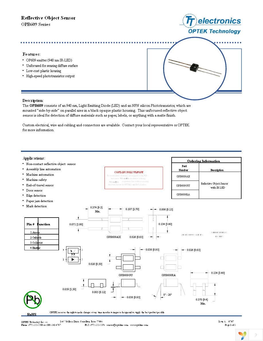 OPB609AX Page 1