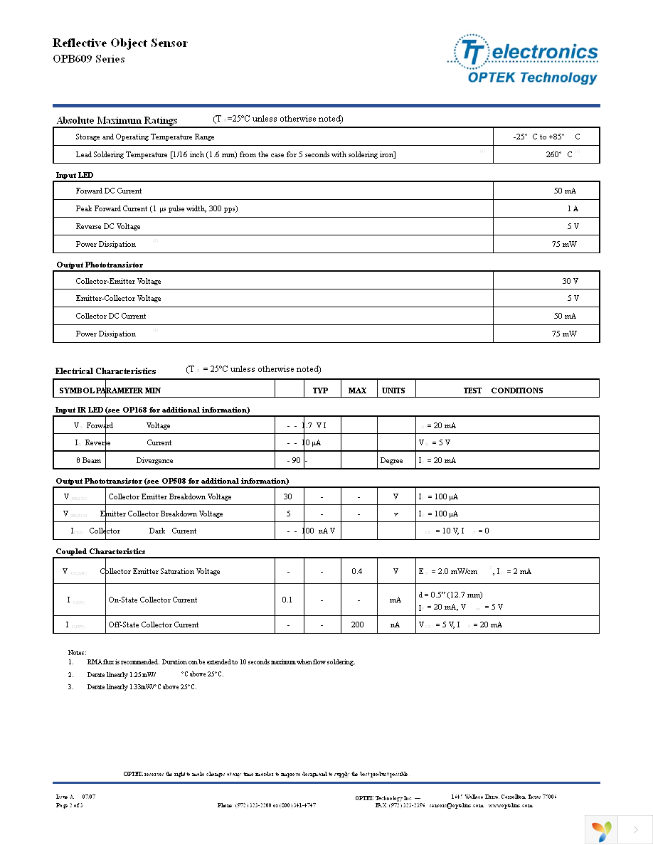 OPB609AX Page 2