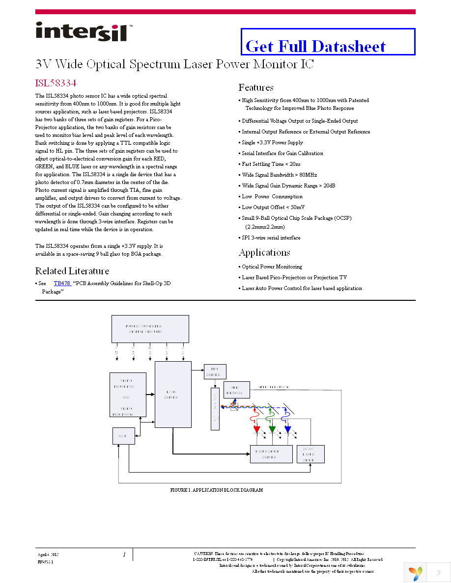 ISL58334CIZ-T7 Page 1