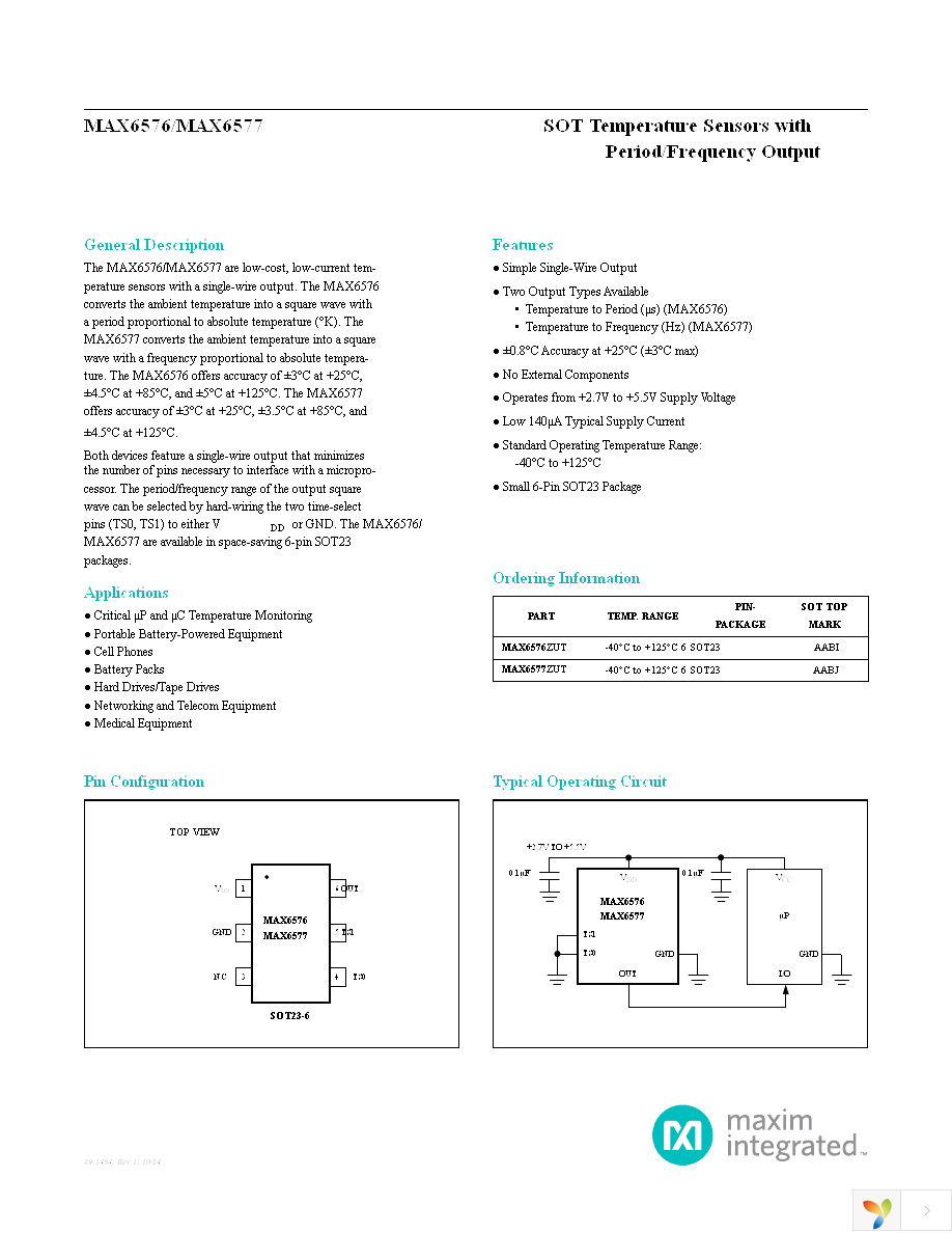 MAX6576ZUT+T Page 1