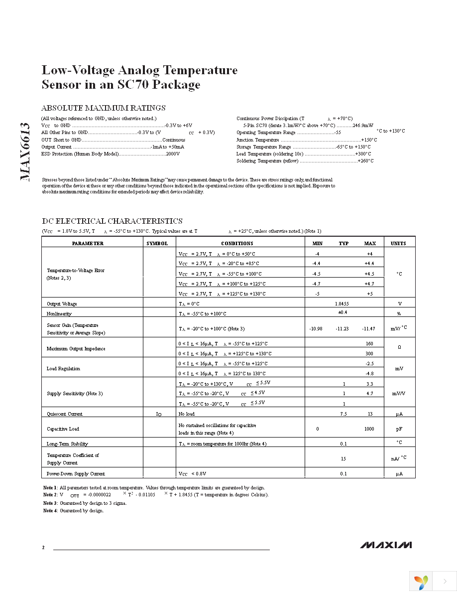 MAX6613MXK+T Page 2