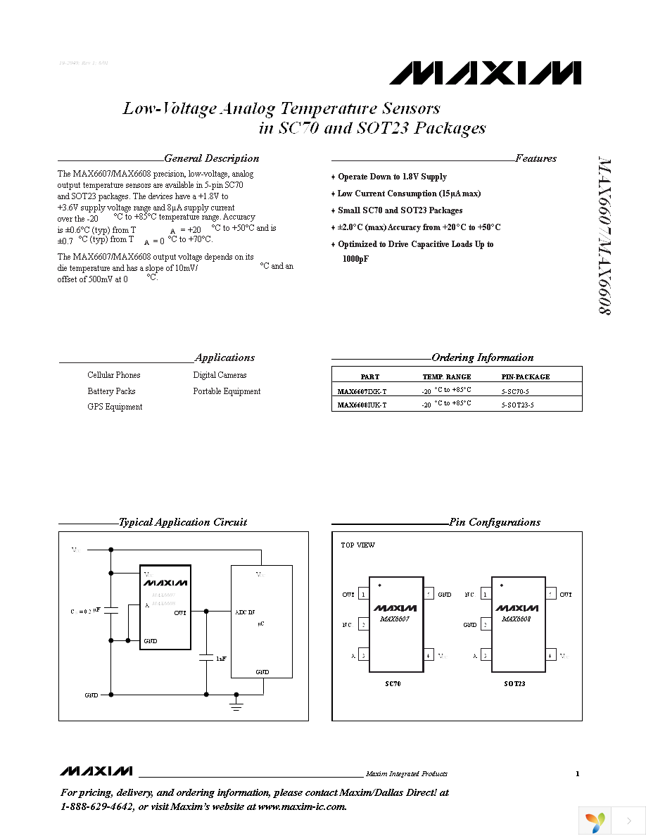 MAX6608IUK+T Page 1