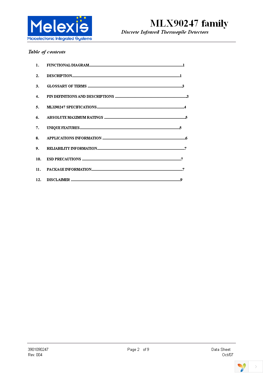 MLX90247ESF-DSA Page 2