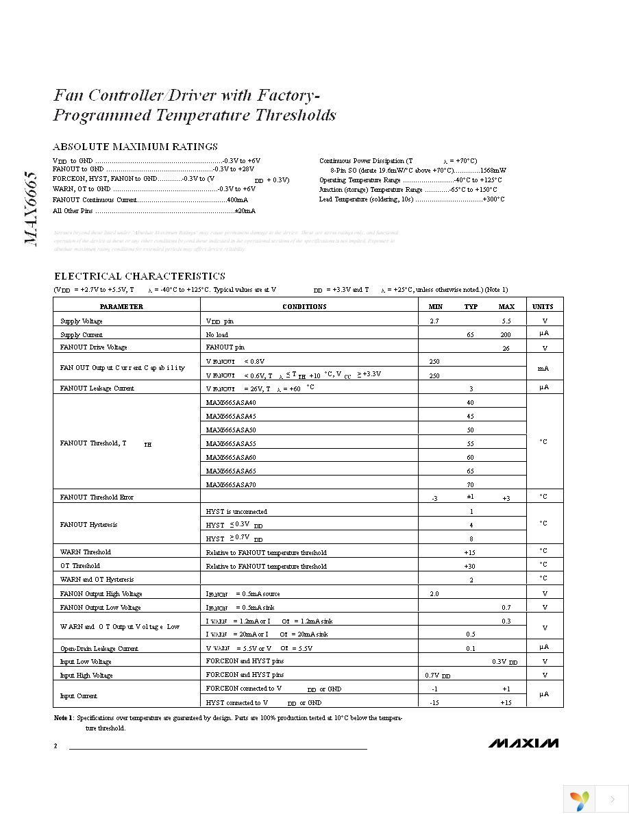 MAX6665ASA45+T Page 2