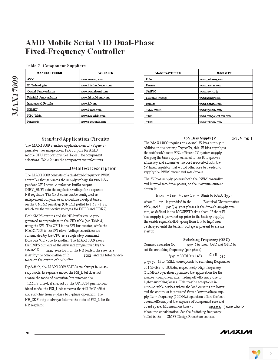 MAX17009GTL+T Page 20