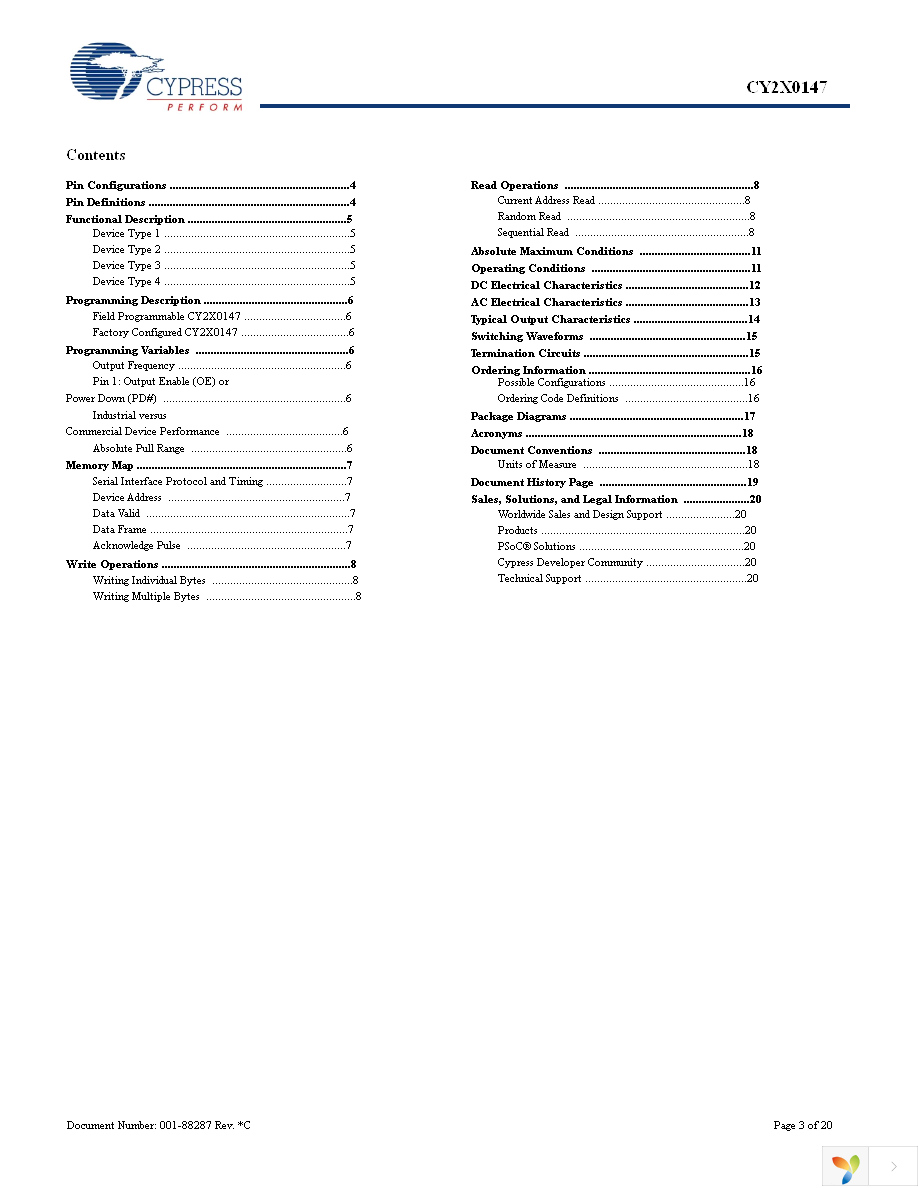 CY2X0147FLXCT Page 3