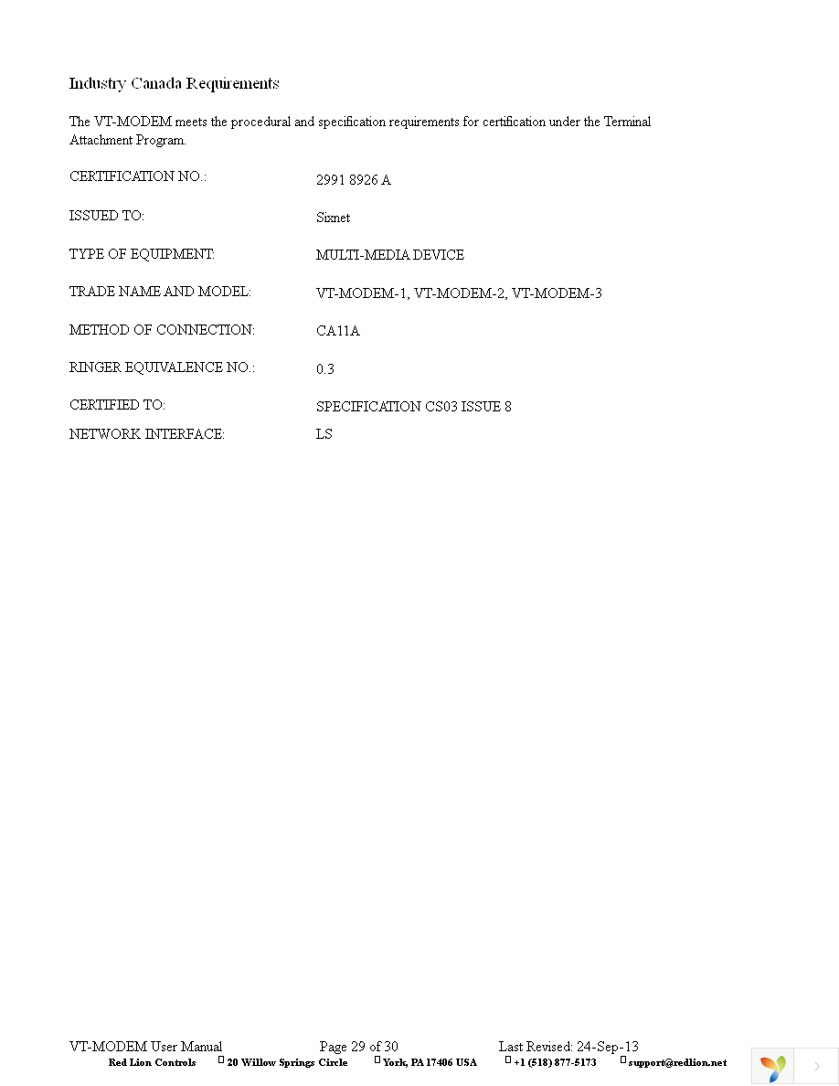 VT-CABLE-MDM Page 29