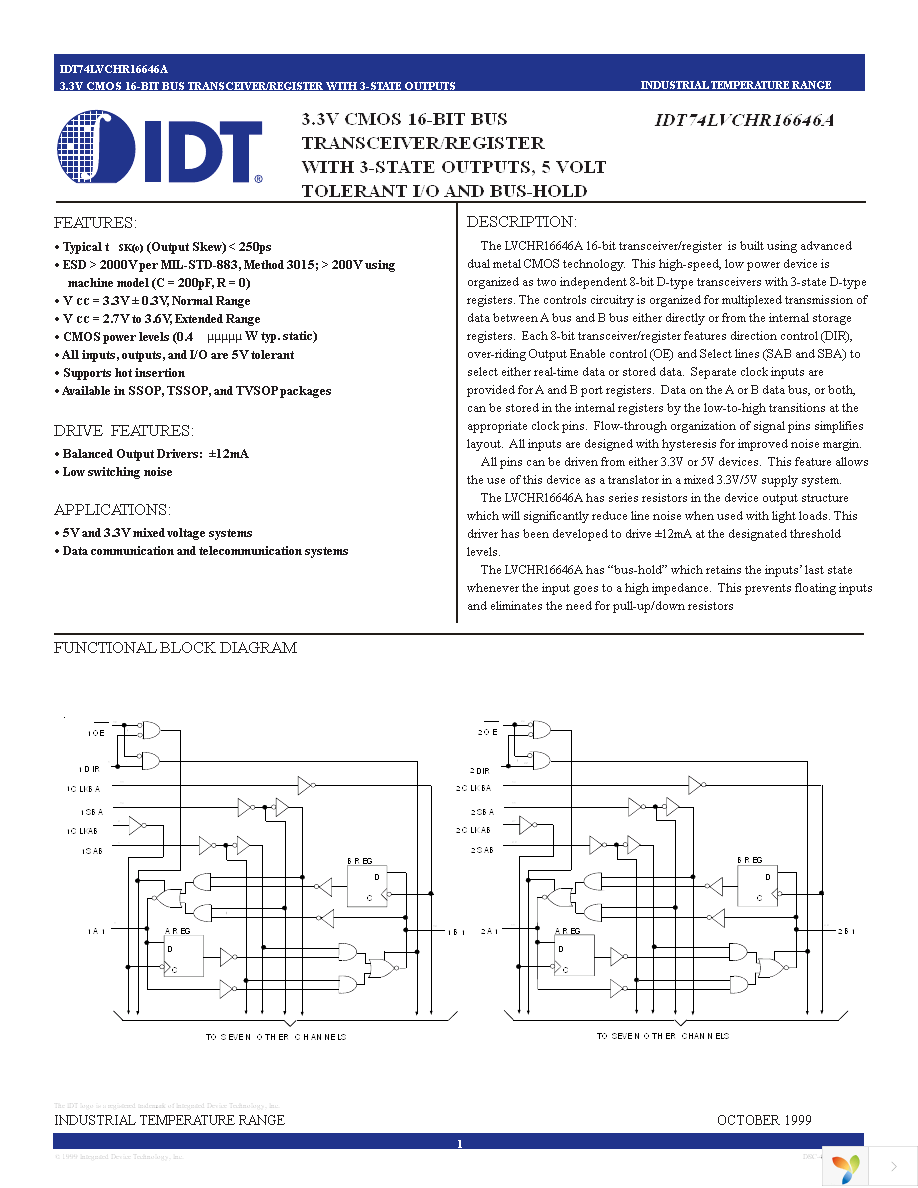 IDT74LVCHR16646APAG Page 1